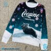 Black Cat In The Snow Cocaine Everywhere Cozy Sweatshirt, Sweater bV2NPJm