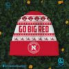 Nebraska Husker Go Big Red Christmas Sweater And Beanie Hat a