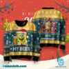 Spongebob Squarepants My Beer Merry Christmas 25th Anniversary Ugly Sweater ER5AdbY