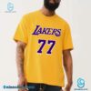 Lebron James Wears Luka Don?i? Lakers 77 Yellow T-shirt-a eEjaoD6