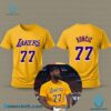 Lebron James Wears Luka Don?i? Lakers 77 Yellow T-shirt qVuYDXm