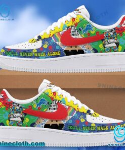 Detroit Lions Peace Love Autism You'll Never Walk Alone Air Force Shoes p7jzVCl