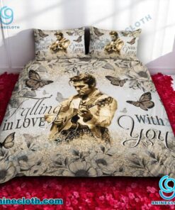Elvis Presley Falling In Love With You Flower Butterfly Bedding Set Wd91mD5