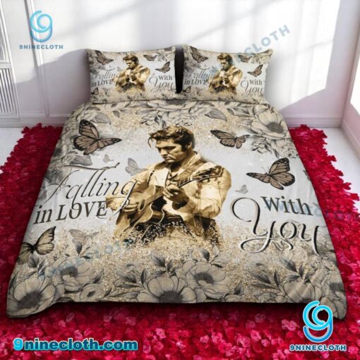 Elvis Presley Falling In Love With You Flower Butterfly Bedding Set Wd91mD5