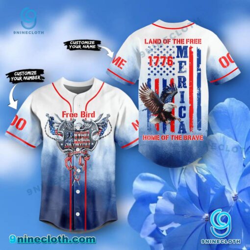 Lynyrd Skynyrd 1776 America Land Of The Free Home Of The Brave Personalized Baseball Jersey sFrVE3G