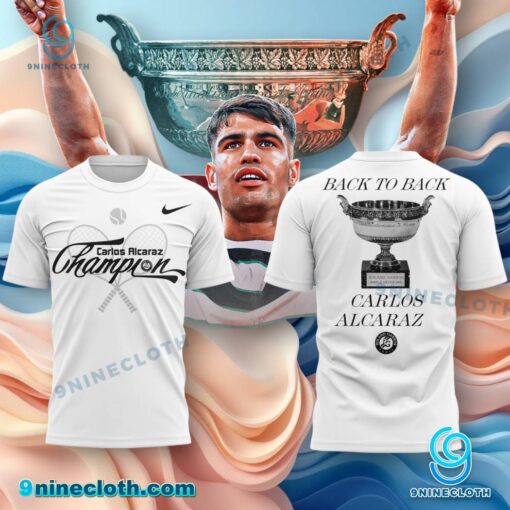 Carlos Alcaraz Back To Back Champions Roland Garros T-shirt CM6EJfg