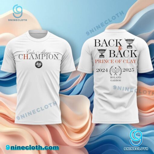 Carlos Alcaraz Back To Back Prince Of Clay 2024-2025 T-shirt mQZbnGI