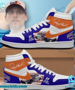 Denny Hamlin 11 Against The World Signature Air Jordan High Top Shoes wepu3Ic