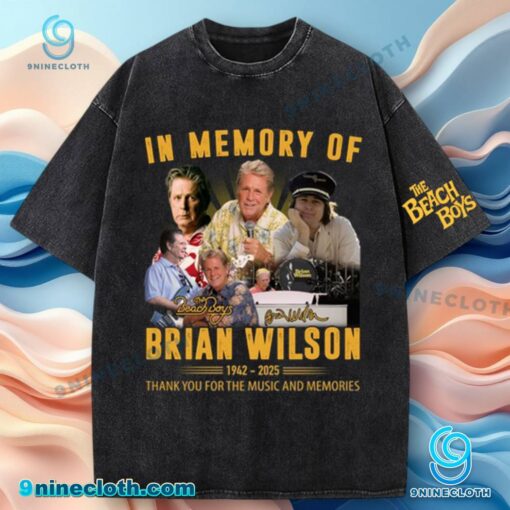 In Memory Of Brian Wilson The Beach Boys 1942-2025 Acid Washed Tshirt w46i7rG