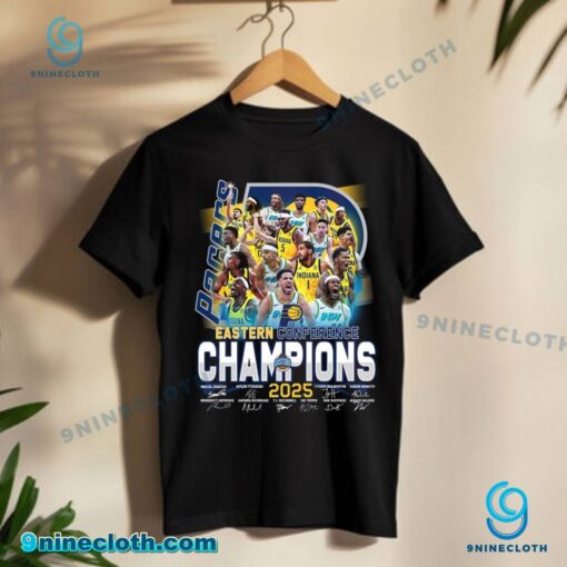 Indiana Pacers Eastern Conference Champions 2025 Signatures Unisex T-shirt jzte3i6
