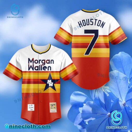 Morgan Wallen Live In Houston 2025 Tour Baseball Jersey NVPYzda