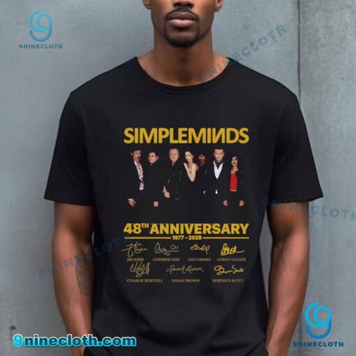 Simple Minds 48th Anniversary 1977-2025 Signatures T-shirt TaEGVHl