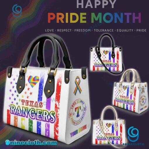 Texas Rangers MLB X Happy Pride Month 2025 Personalized Leather Handbag H46yuL3