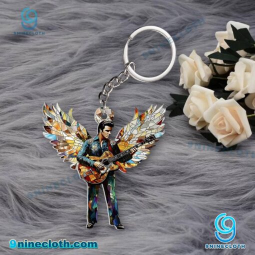 Elvis Presley Wing Stained Glass Acrylic Keychain jp08KMg