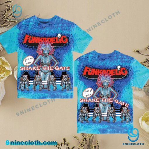 Funkadelic First Ya Gotta Shake the Gate Blue Shirt O6Uk0os