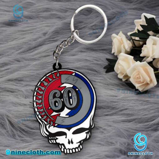 Grateful Dead 60th Anniversary Skull Logo Acrylic Keychain S67t8gJ