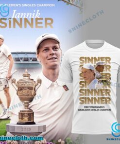 Jannik Sinner First Italian Men's Wimbledon Singles Champion T-shirt ToU0Hs9