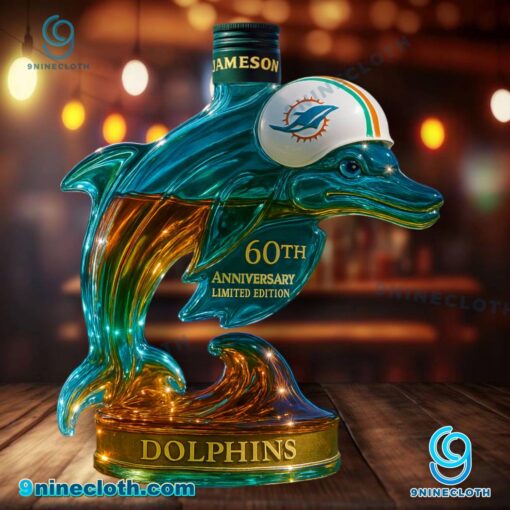 Miami Dolphins 60th Anniversary Custom Whiskey Bottle fjZSGhR