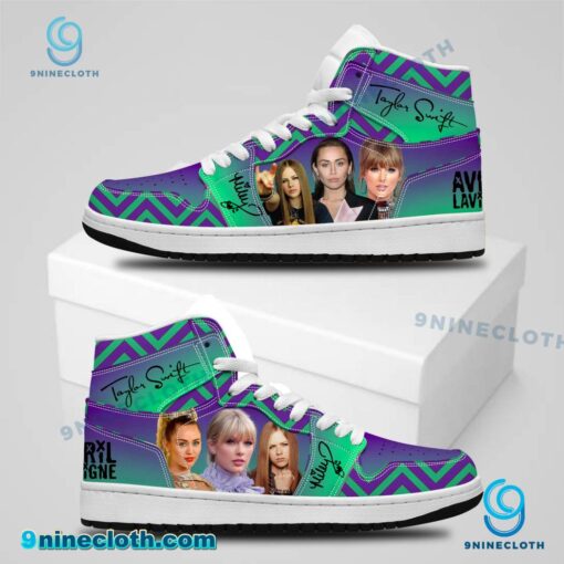Miley Cyrus, Avril Lavigne, Taylor Swift Air Jordan High Top Shoes 2pUnJk7