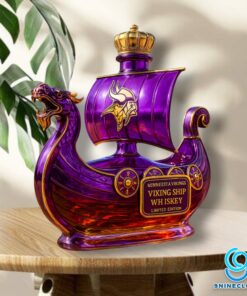 Minnesota Vikings Dragon Head Ship Custom Whiskey Bottle UBKyH4E