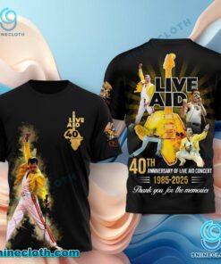 Queen Live Aid 40th Anniversary Of Live And Concert 1985-2025 T-shirt, Hoodie TgwJojz
