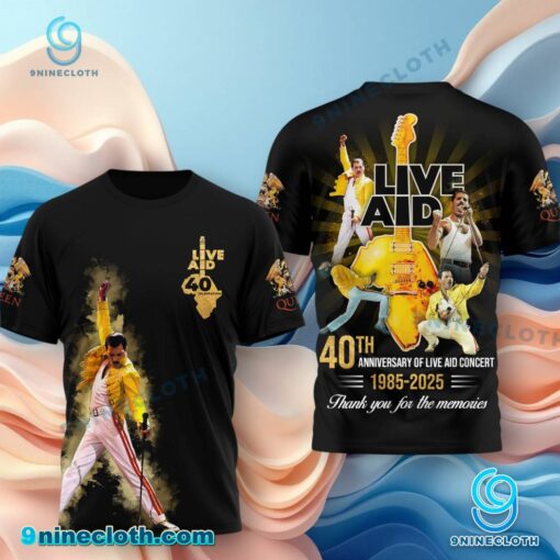 Queen Live Aid 40th Anniversary Of Live And Concert 1985-2025 T-shirt, Hoodie TgwJojz