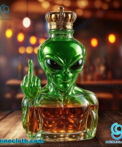 Alien Middle Finger Funny Custom Whiskey Bottle T4CNtof