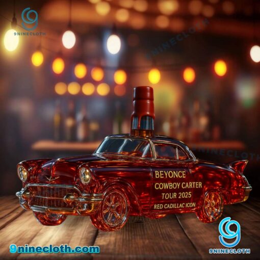 Beyonce Cowboy Carter Tour 2025 Red Cadillac Icon Custom Whiskey Bottle j3FqpsX