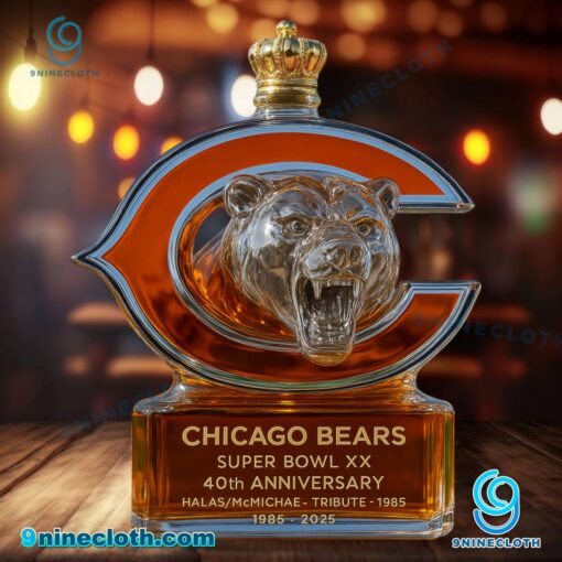 Chicago Bears Super Bowl XX 40th Anniversary Custom Whiskey Bottle 0gLDckC