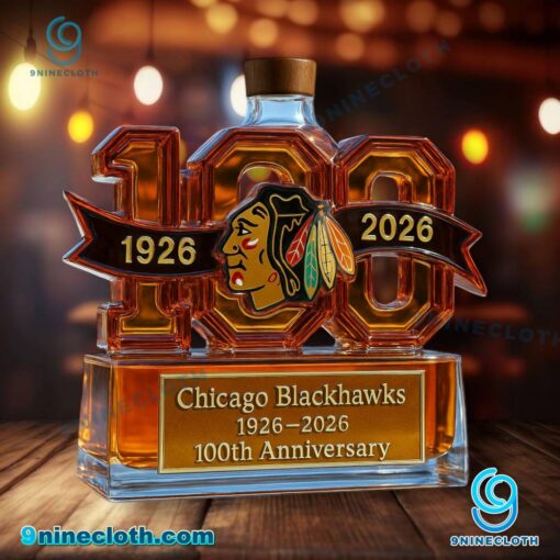 Chicago Blackhawks 1926-2026 100th Anniversary Whiskey Bottle ghxrFoc