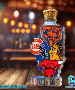 Chicago Illinois Sports Teams Custom Whiskey Bottle WxwKNd1