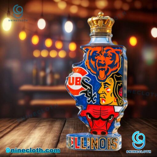 Chicago Illinois Sports Teams Custom Whiskey Bottle WxwKNd1