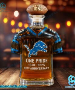 Detroit Lions One Pride 1930-2025 95th Anniversary Jersey Whiskey Bottle sKTymGd