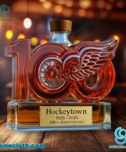 Detroit Red Wings Hockeytown 1926-2026 100th Anniversary Custom Whiskey Bottle ETMjU8u