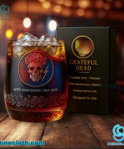 Grateful Dead 60th Anniversary 1965-2025 Skull & Roses Whiskey Glass t0pXK41