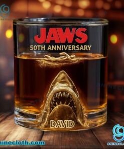 Jaws 50th Anniversary Personalized Whiskey Glass QEH0rFL