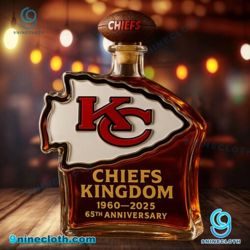 Kansas City Chiefs 65th Anniversary 1960-2025 Chiefs Kingdom Whiskey Bottle o2ah6IU