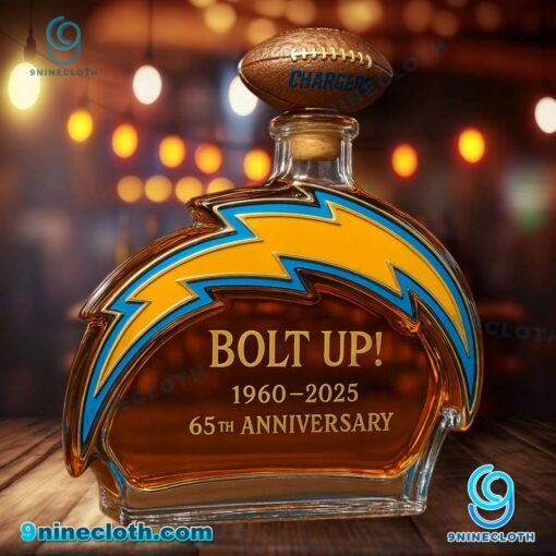 Los Angeles Chargers Bolt Up 65th Anniversary 1960-2025 Whiskey Bottle kGAhyL4