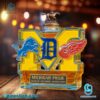 Michigan Pride Detroit Lions,detroit Tigers And Detroit Red Wings Custom Whiskey Bottle-c IMVNm1v