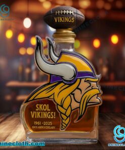 Minnesota Vikings Skol Vikings 64th Anniversary 1961-2025 Whiskey Bottle eWTJSNi