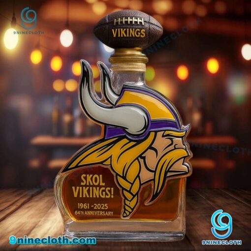 Minnesota Vikings Skol Vikings 64th Anniversary 1961-2025 Whiskey Bottle eWTJSNi