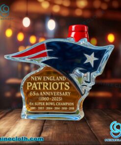 New England Patriots 65th Anniversary 1960-2025 Custom Whiskey Bottle OCi8R69
