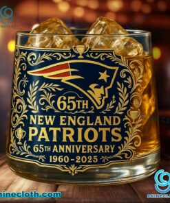 New England Patriots 65th Anniversary 1960-2025 Whiskey Glass 3oaQEx9