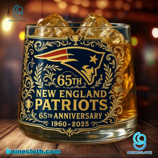 New England Patriots 65th Anniversary 1960-2025 Whiskey Glass 3oaQEx9