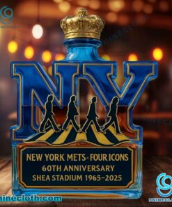 New York Mets Four Icons 60th Anniversary Shea Stadium 1965-2025 Custom Whiskey Bottle 1tPKFd4
