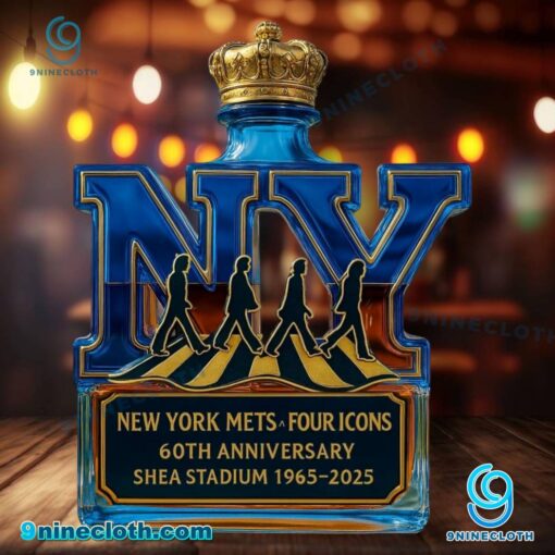 New York Mets Four Icons 60th Anniversary Shea Stadium 1965-2025 Custom Whiskey Bottle 1tPKFd4