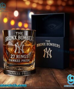New York Yankees The Bronx Bombers 27 Rings Whiskey Glass V80EXNY