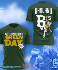 Oakland Ballers Bay Legends Series Green Day T-shirt AITDe8L
