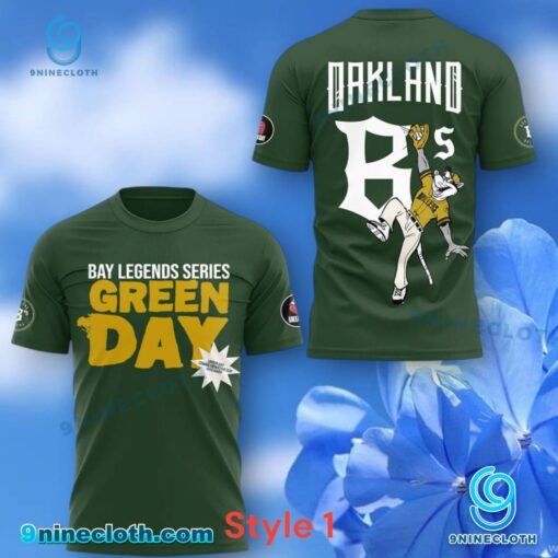 Oakland Ballers Bay Legends Series Green Day T-shirt AITDe8L