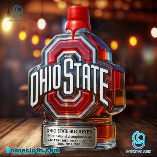 Ohio State Buckeyes Nine National Championships Custom Whiskey Bottle LUNdpaq